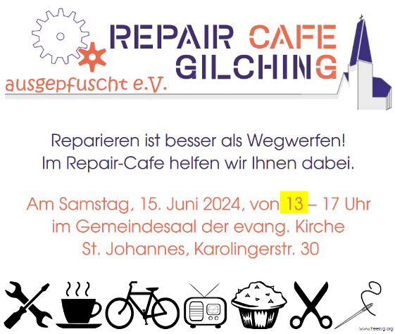Plakat zum Repair Café am 15.6.2024