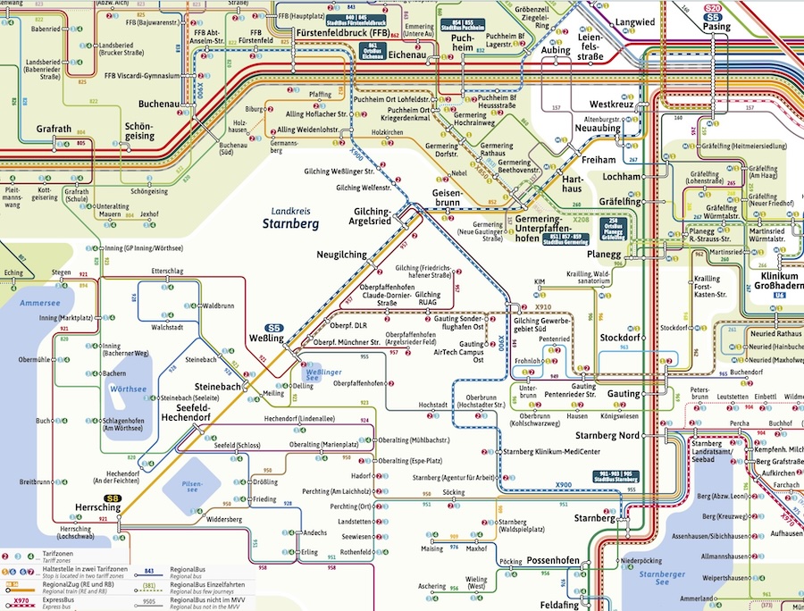 MVV-Netz im Landkreis Starnberg (Ausschnitt)