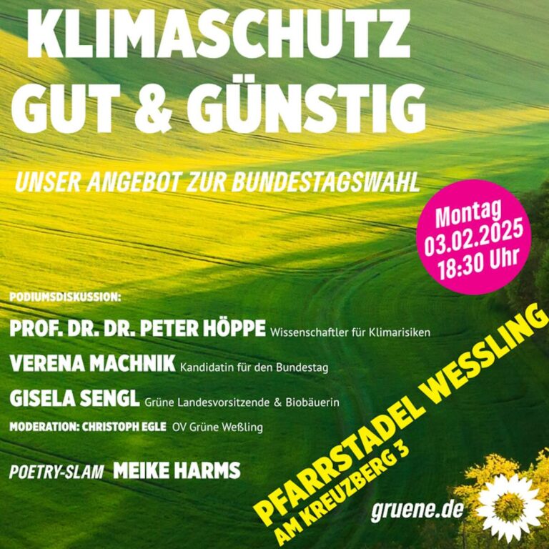 Klimaschutz – gut & günstig: am 3.2. in Weßling